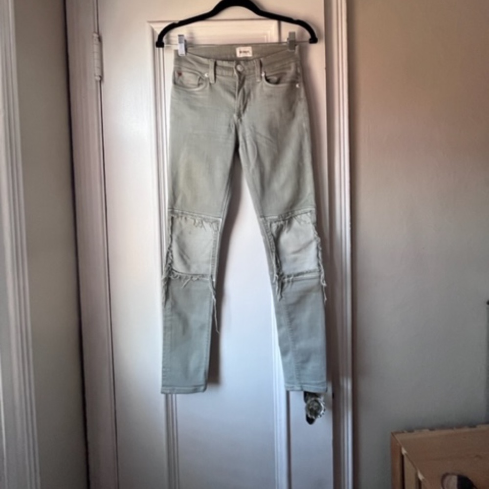 Hudson Jeans Gray/Sage "Moto" Skinny Ankle Jean